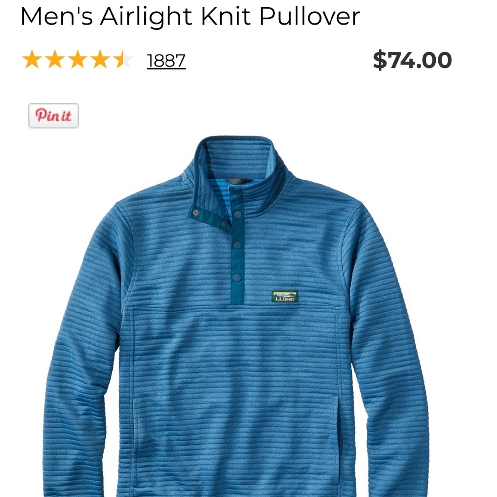 LL BEAN Men’s  Airlight Knit Pullover